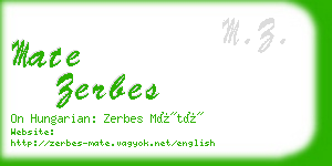 mate zerbes business card